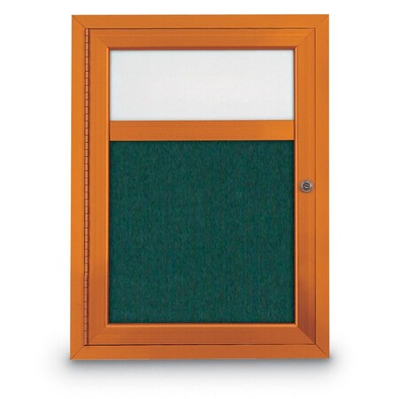 United Visual Products Slim Enclosed Corkboard, 30"x30", Gold Alum Frame/Dark Spruce UVEB3030-GOLD-DRKSPR